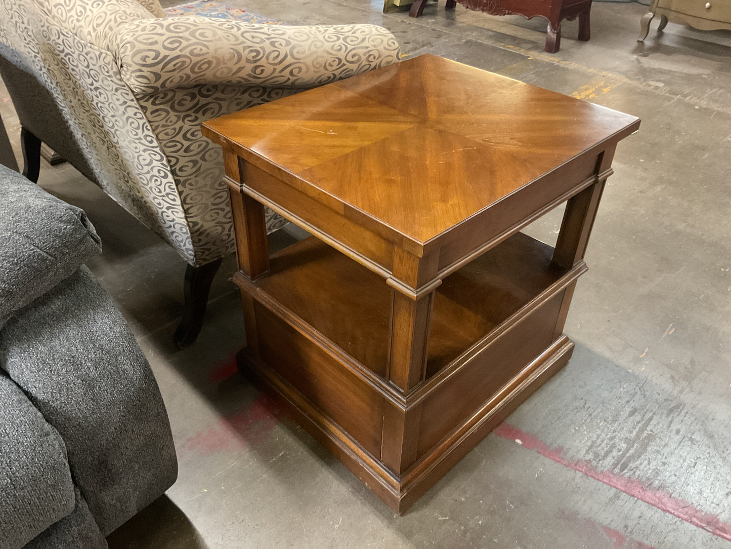 Vintage Tall Side Table w/2 Drawers