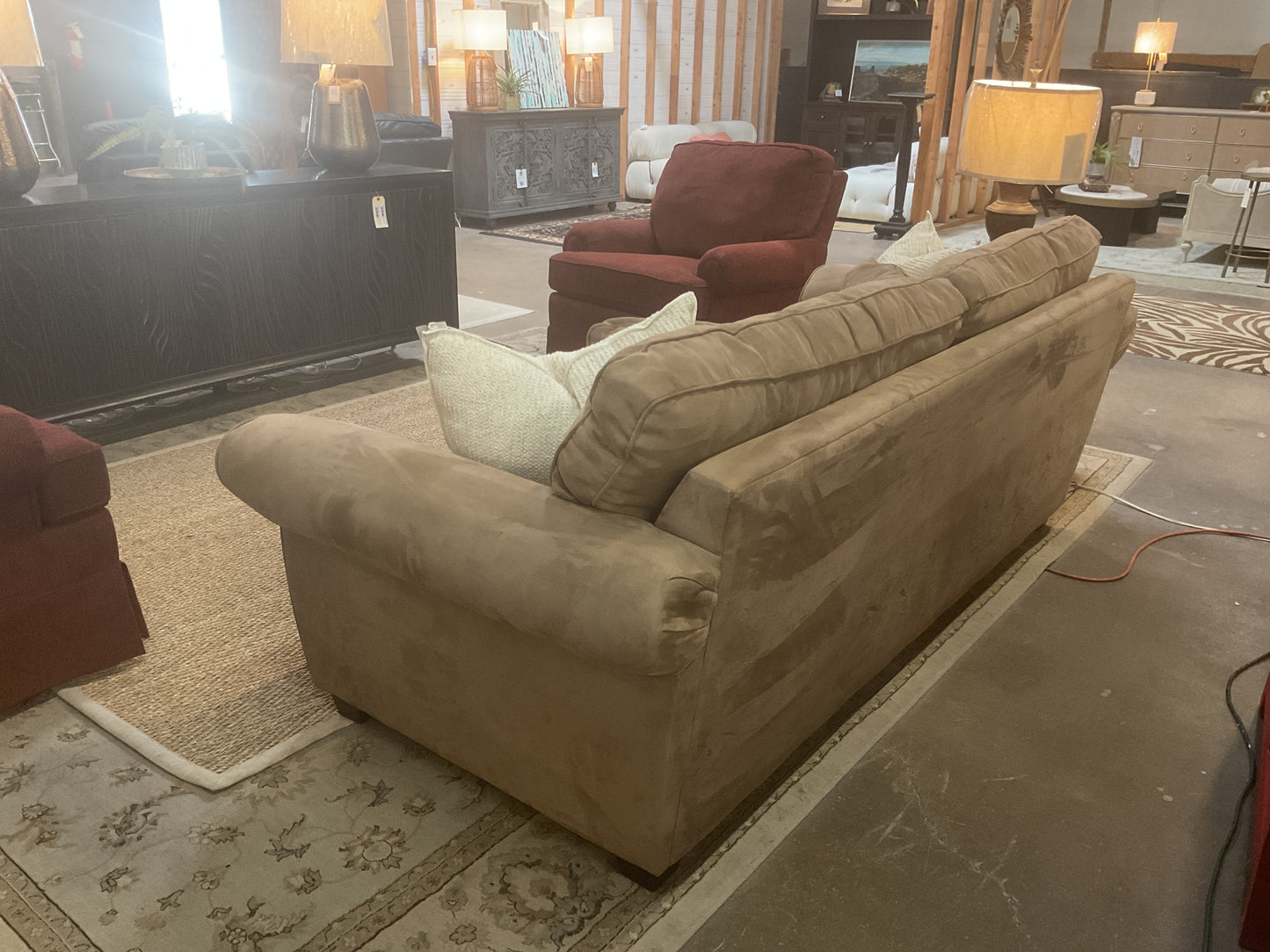 Latte Suede Sofa by Haverty’s
