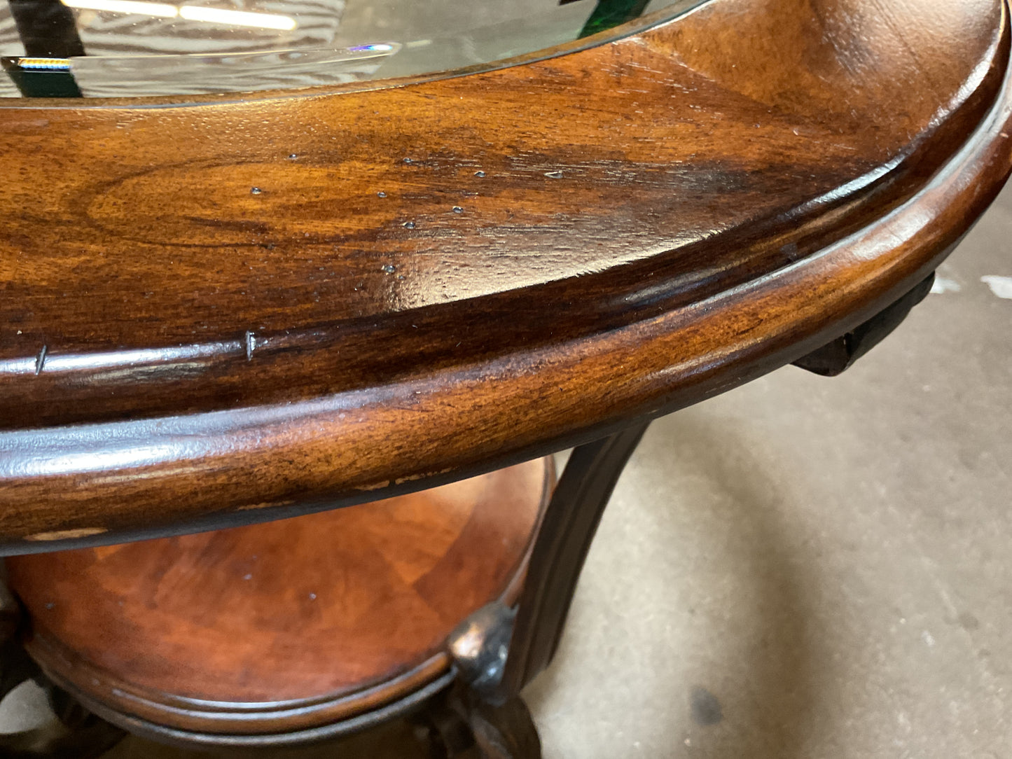 Delilah Wood/Iron Side Table w/Glass Top