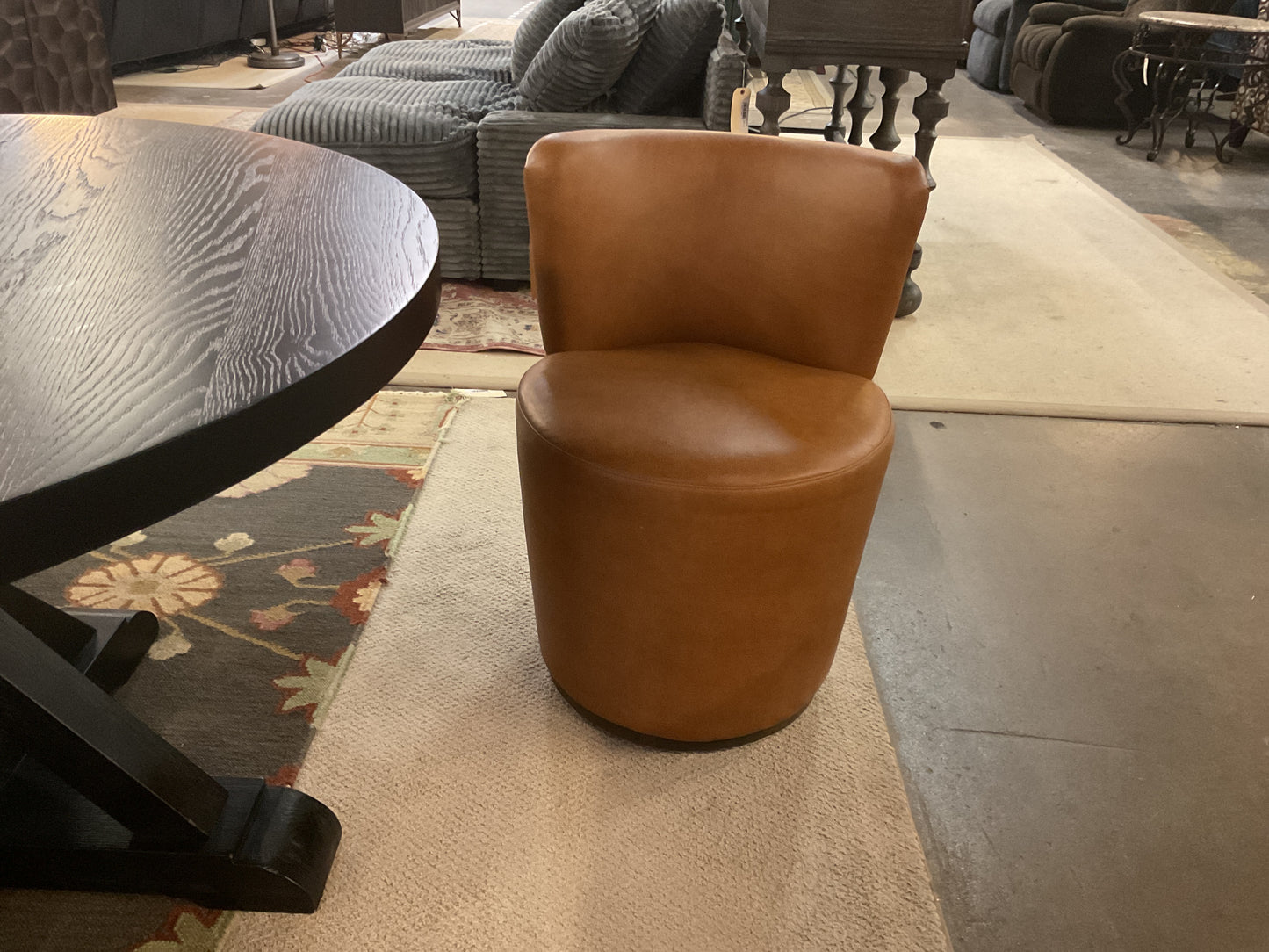 Leather Swivel Barrel Chair
