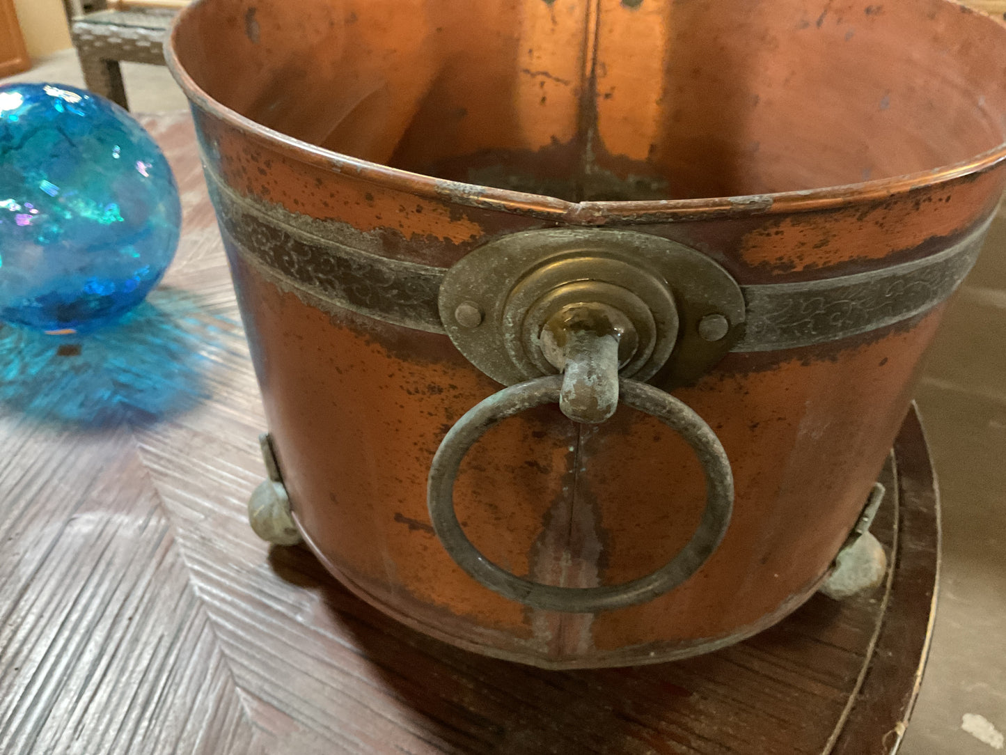 Vintage Copper Tub w/ Brass Detailing