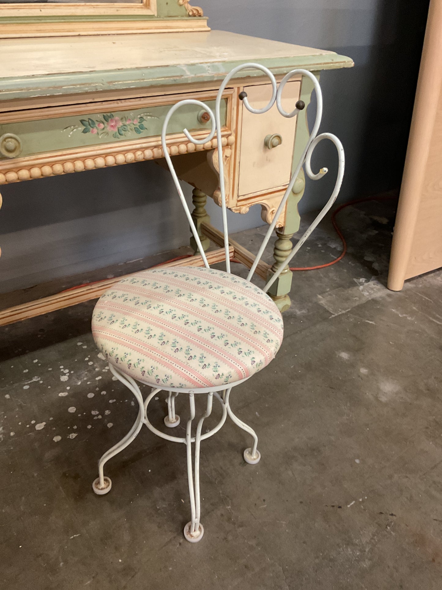 Antique Wood Child Vanity w/Stool