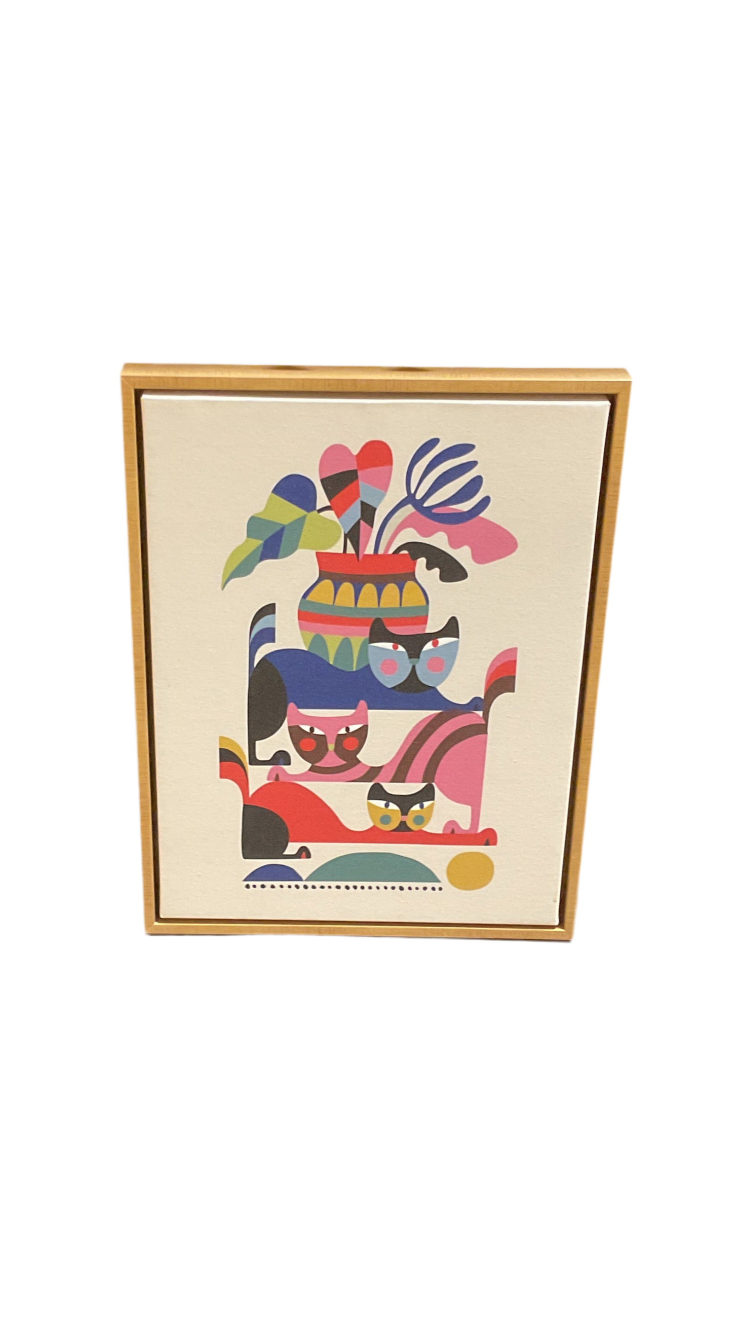 “Sylvie 3 Cats” Framed Canvas Wall Art