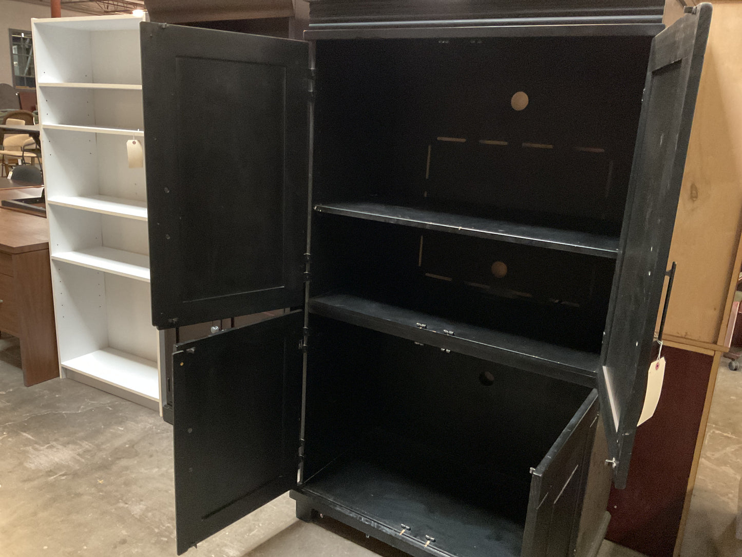 Pier 1 Black Distressed Wood Armoire & Tv Cabinet