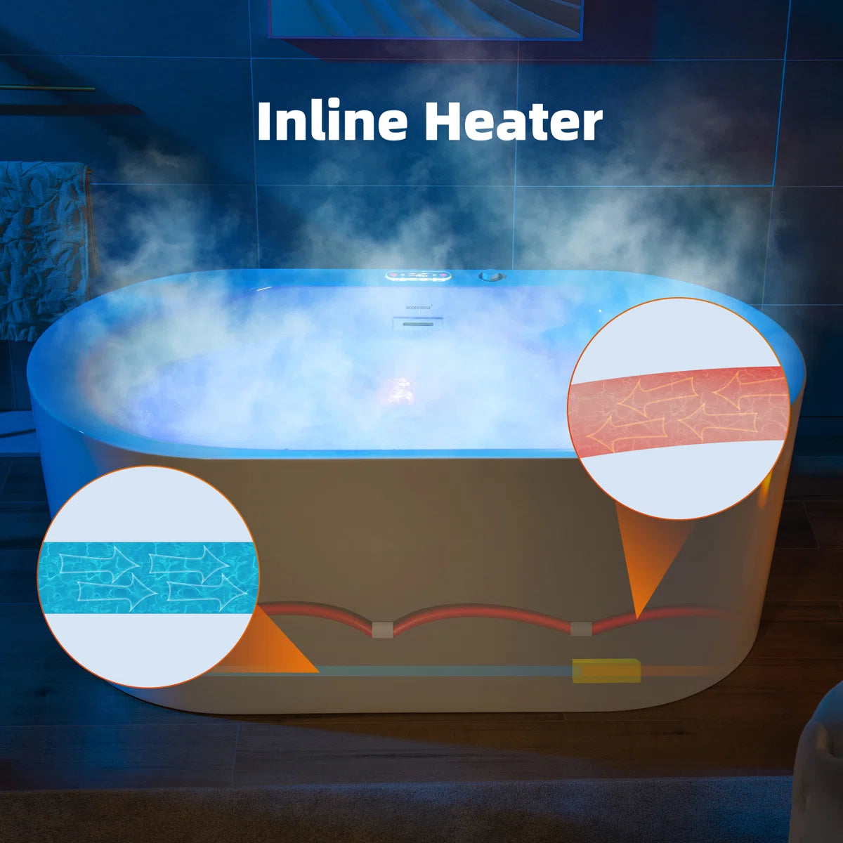 Whirlpool & Air Bubble Heated Freestanding Tub