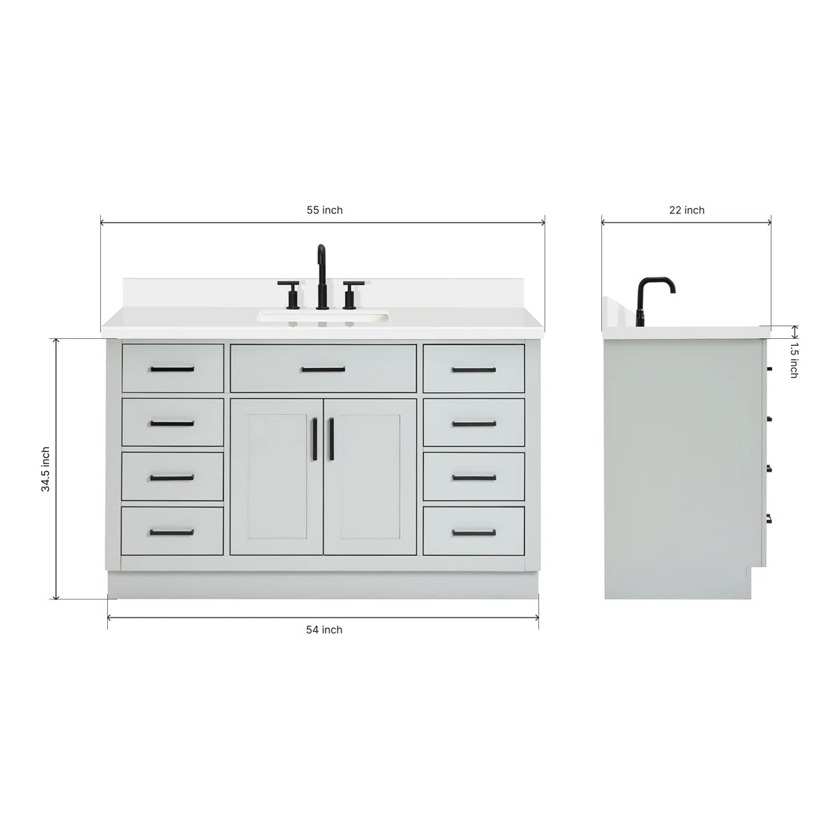 Tidworth 54” Single Bathroom Vanity w/o Top