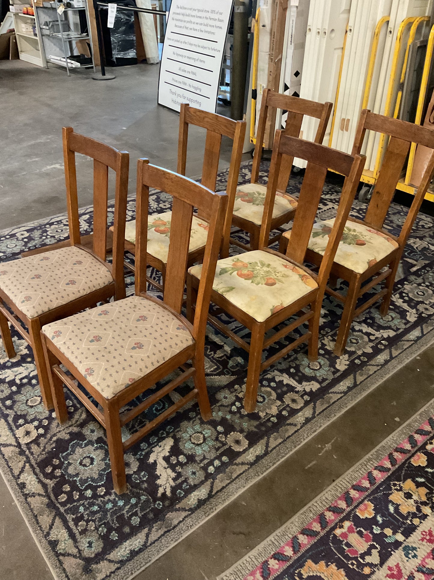 Oak Upholstered Dining Chairs Set of 6
