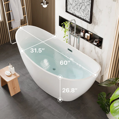 Opalo 59” x 30” Freestanding Soaking Tub