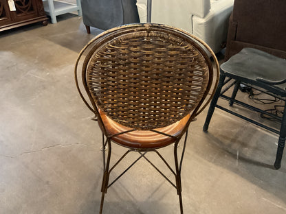 Iron Chair w/ Wood & Rattan