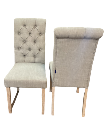 Tufted Linen Upholstered Dining Chairs (Set of 2)