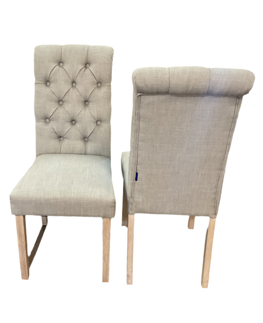 Tufted Linen Upholstered Dining Chairs (Set of 2)
