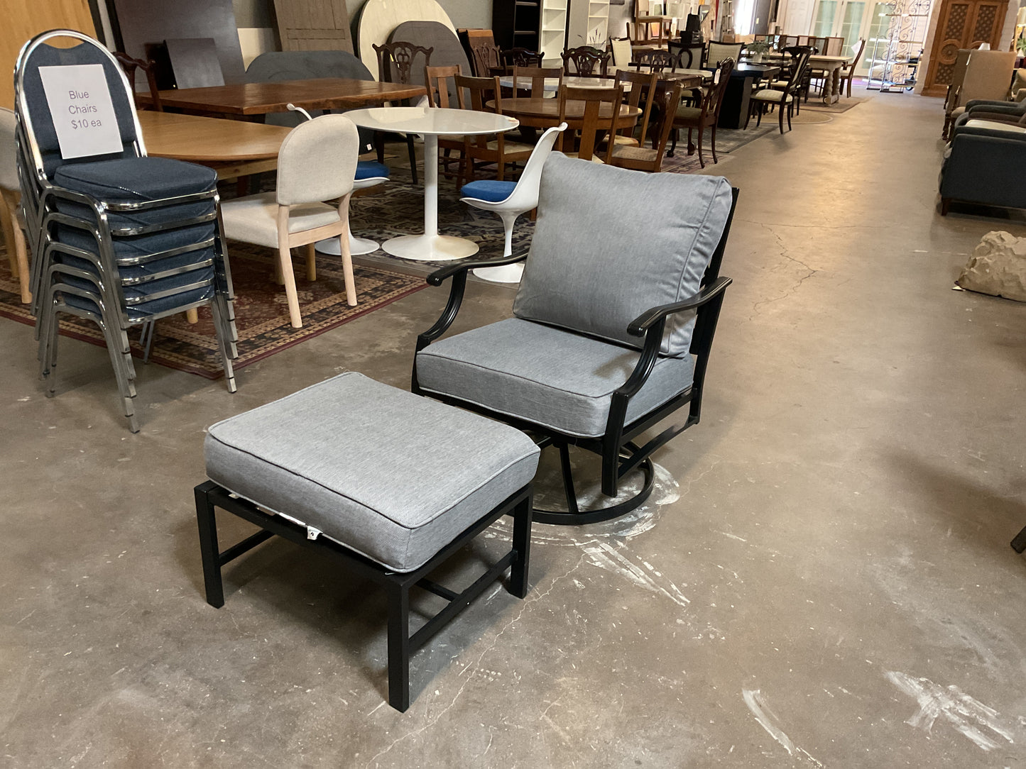 Argirios Metal Swivel Chair w/Ottoman