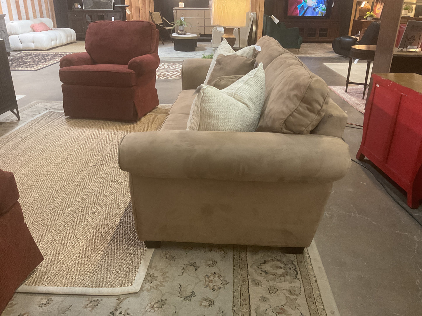 Latte Suede Sofa by Haverty’s