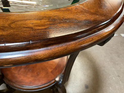 Delilah Wood/Iron Side Table w/Glass Top