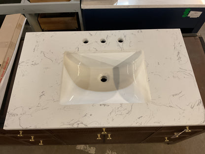36” Engineered Marble Vanity Top w/Sink