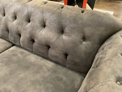 Charcoal Tufted Rolled Arm Sofa