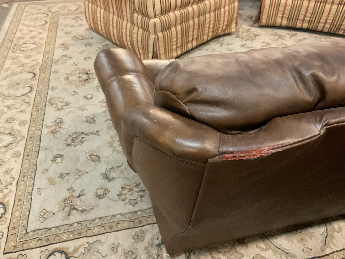 Tufted Faux Leather Sofa