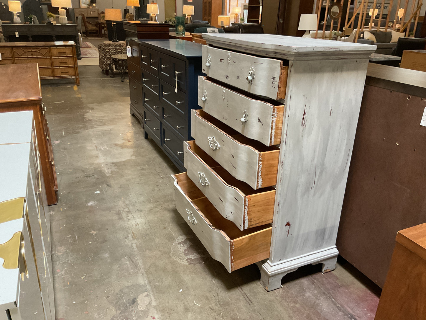 Vintage Distressed 5 Drawer Chest