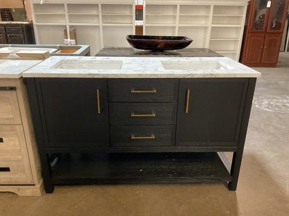 Stratford 54” Double Bathroom Vanity w/Stone Top