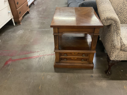 Vintage Tall Side Table w/2 Drawers