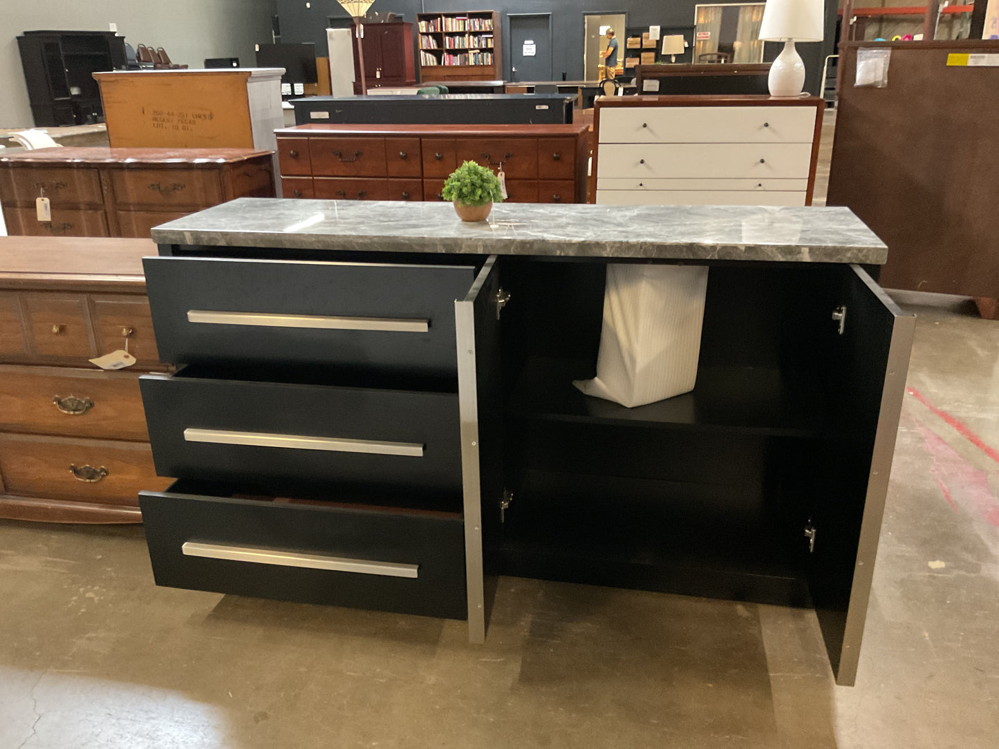 Anxhela 66” Marble Top Credenza/Drink Station