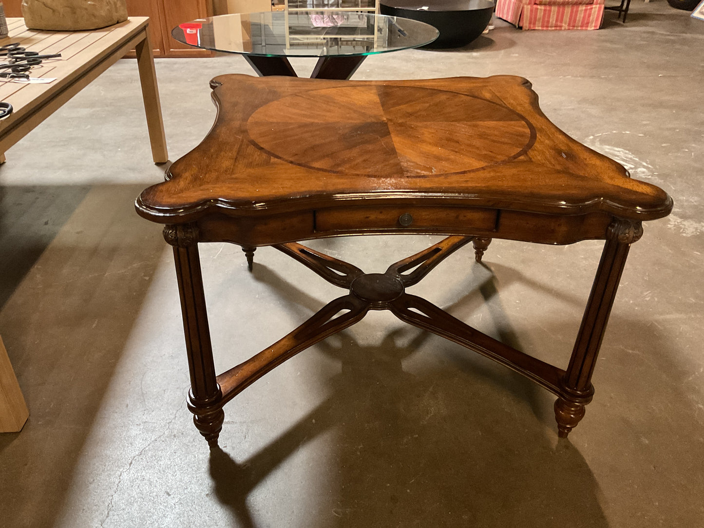 Inlay Game Table w/4 Drawers