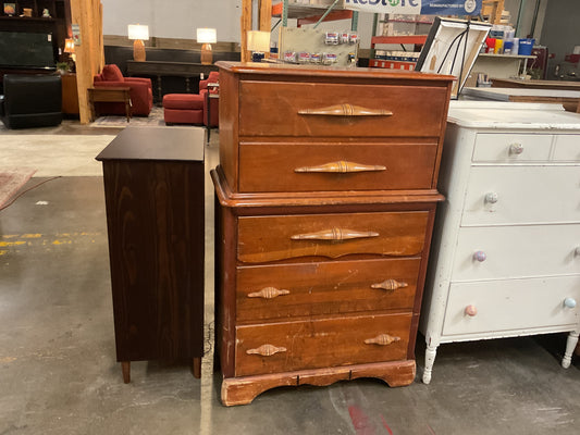 Vintage Wood 5 Drawer Chest of Drawer