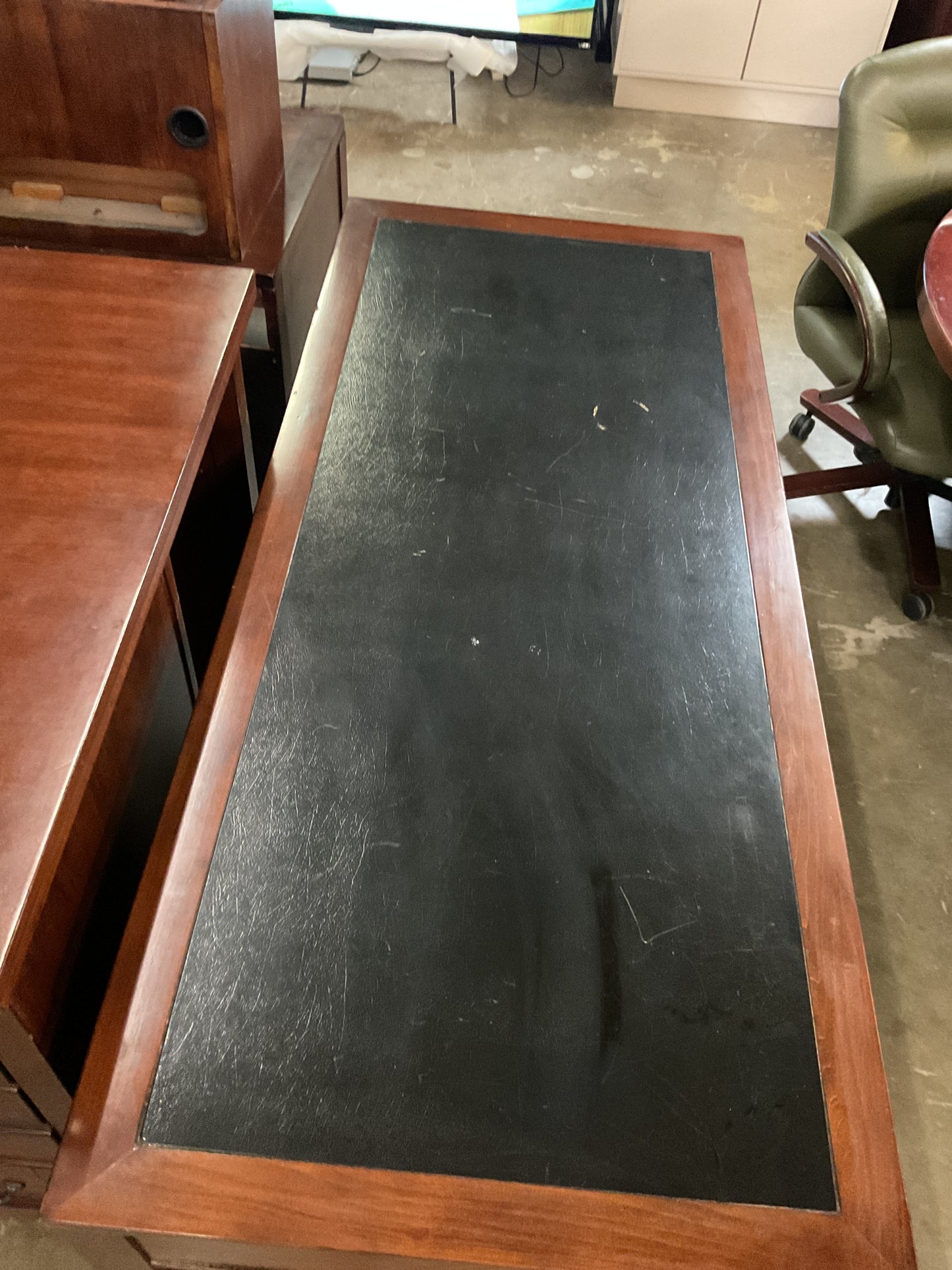 Danforth Executive Desk w/Leather Top & Mobile File Cabinet