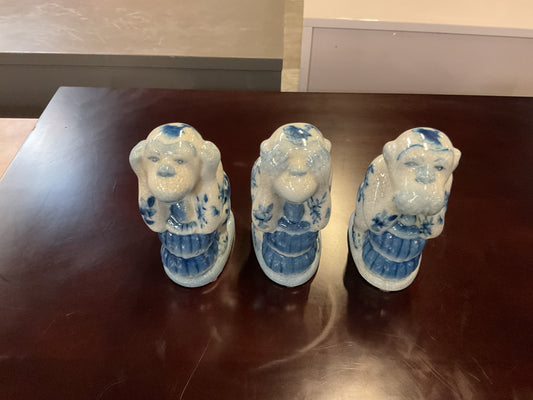 Chinoiserie Porcelain Monkeys (Set of 3)