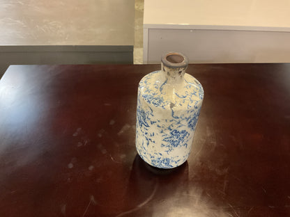 Terracotta Blue & White Vase by Creative Co-op