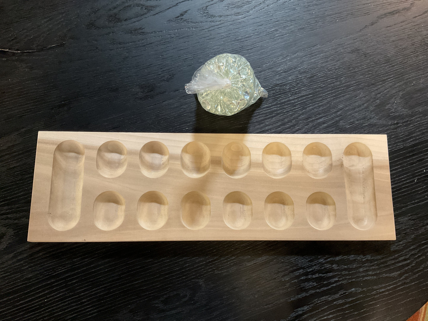 Wood Mancala Board w/Disc