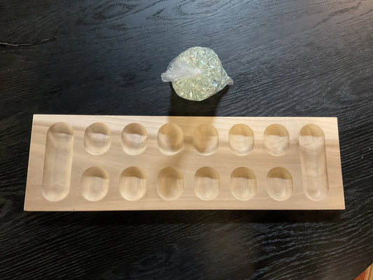 Wood Mancala Board w/Disc