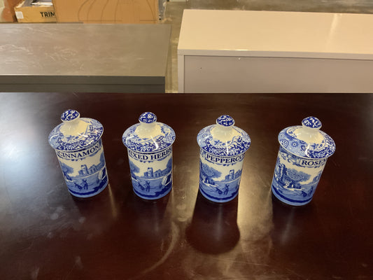 Spode Blue Italian Spice Jars (Set of 4)