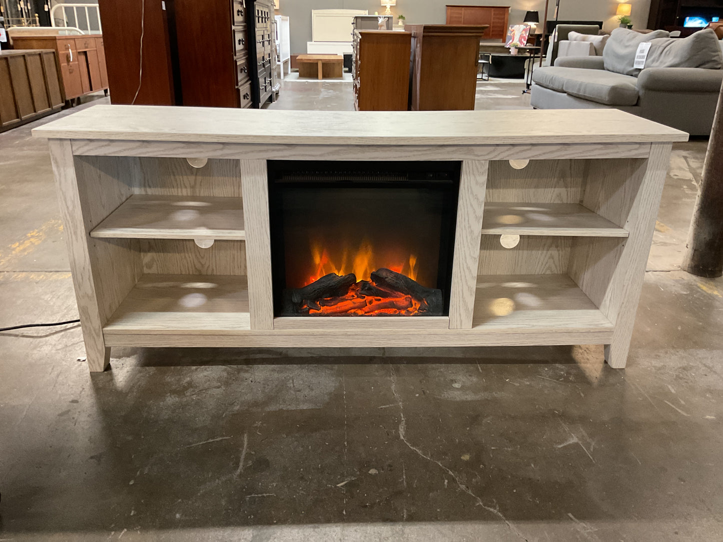 Barnwood 58” Tv Stand w/Fireplace