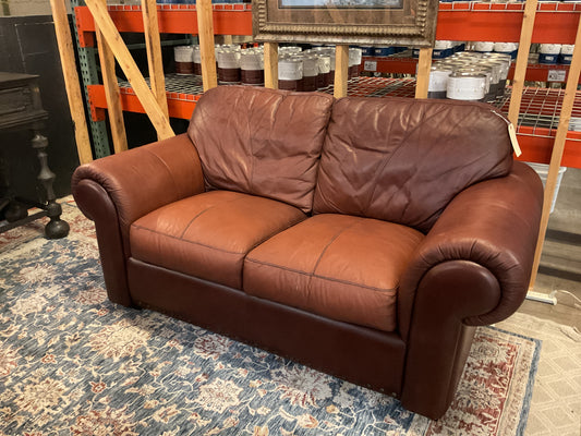 Whipstitch Leather Loveseat