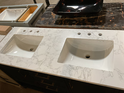Stratford 54” Double Bathroom Vanity w/Stone Top