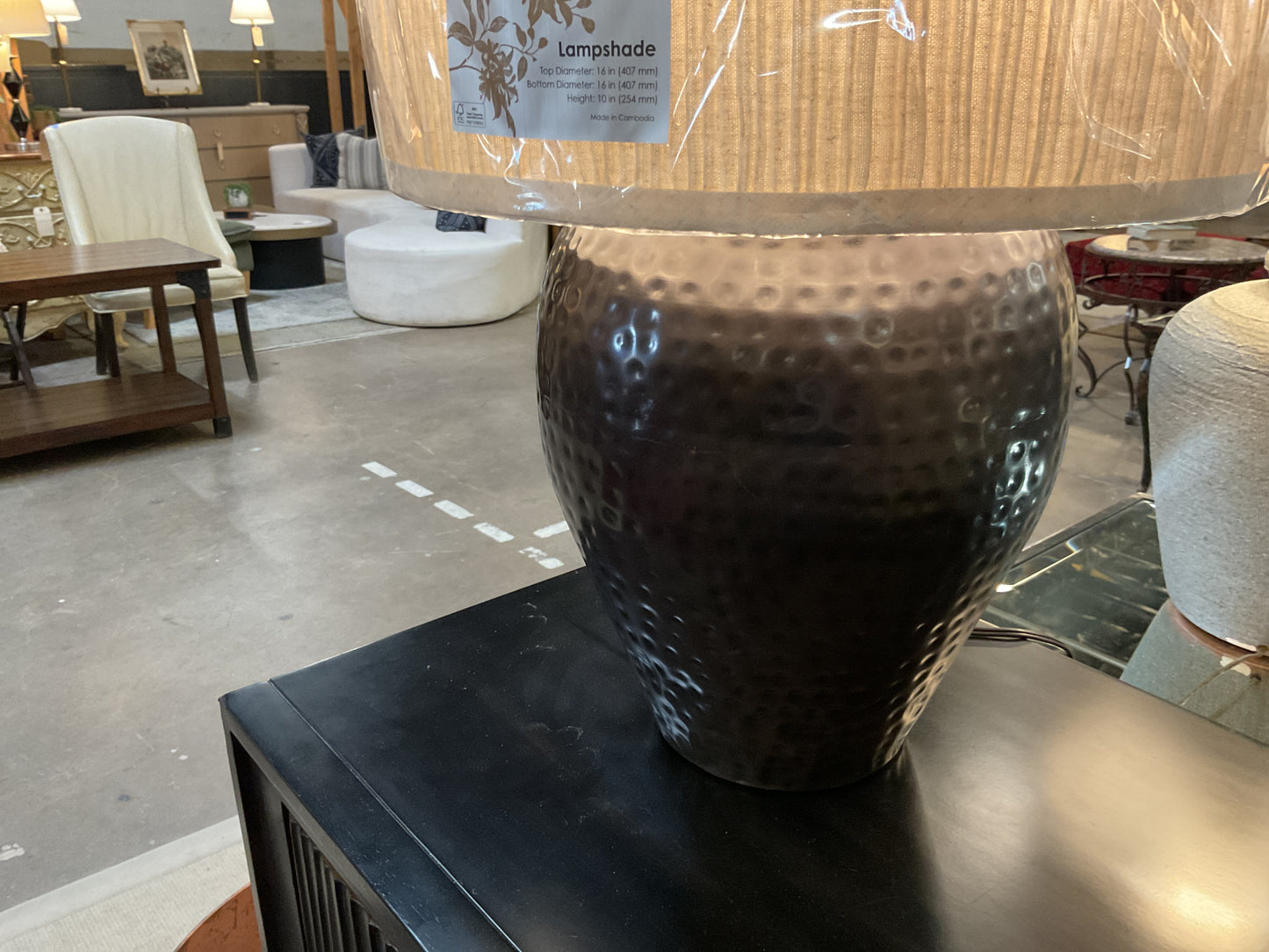 Metal Hammered Lamp w/ Shade