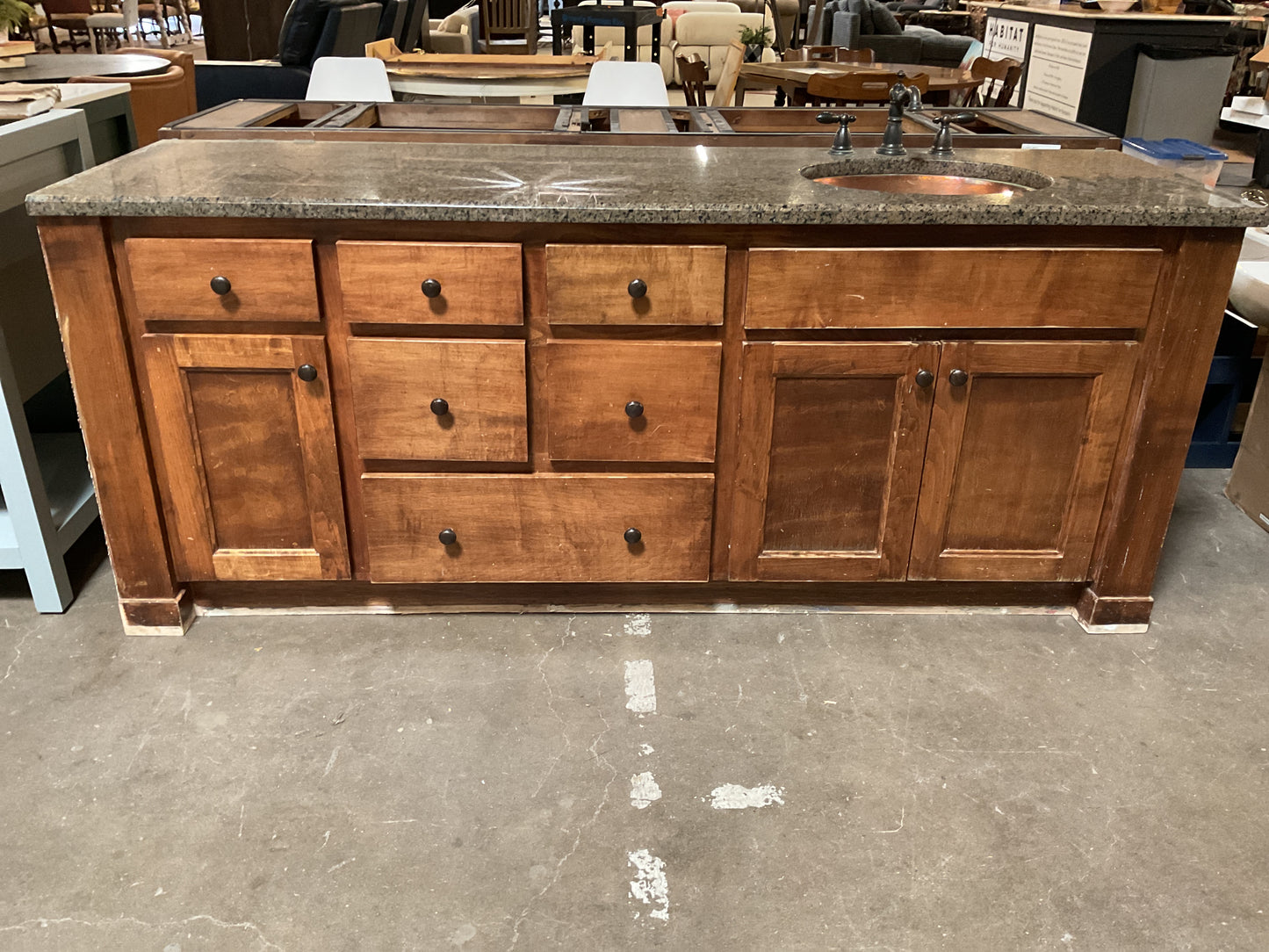 Solid Wood Sink Base w/Granite Top