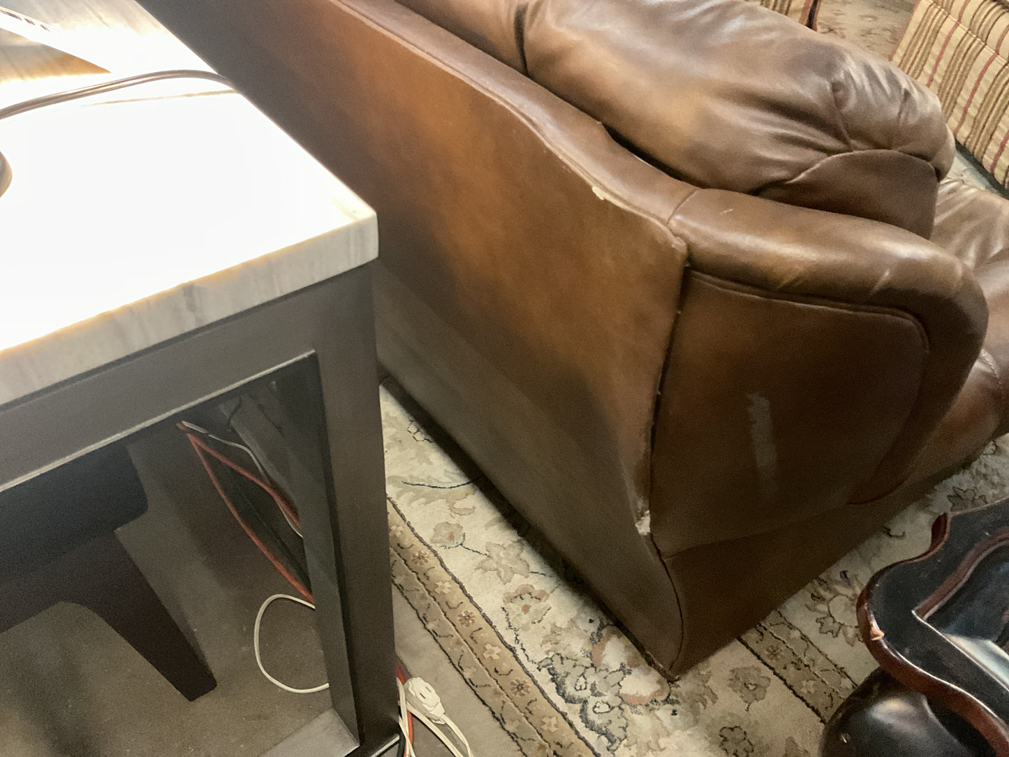 Tufted Faux Leather Sofa