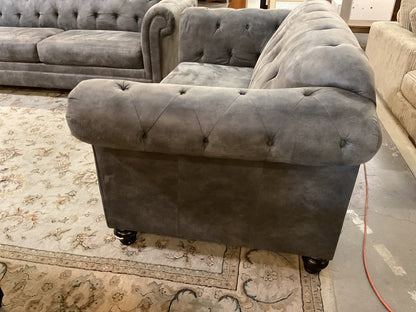 Charcoal Tufted Rolled Arm Loveseat