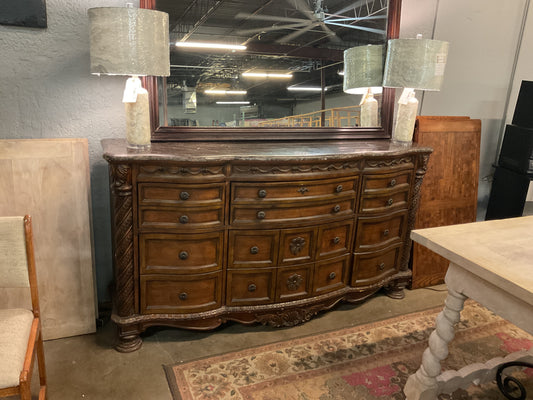 9 Drawer Buffet w/Marble Top