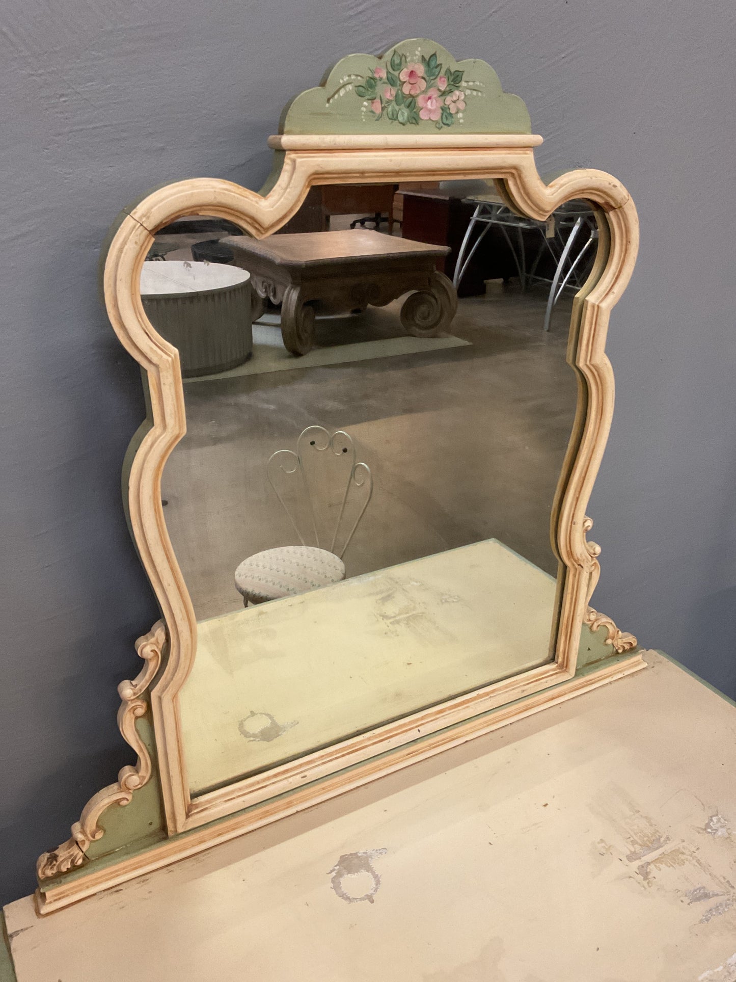 Antique Wood Child Vanity w/Stool