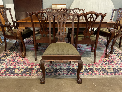 Elegant Dining Table w/Flat Wear Drawers 2 Leafs w/Intricate Set of 8 Chairs by Maitland Smith