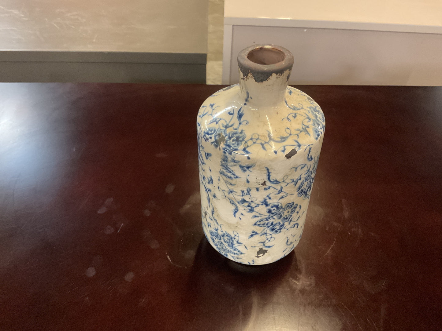 Terracotta Blue & White Vase by Creative Co-op