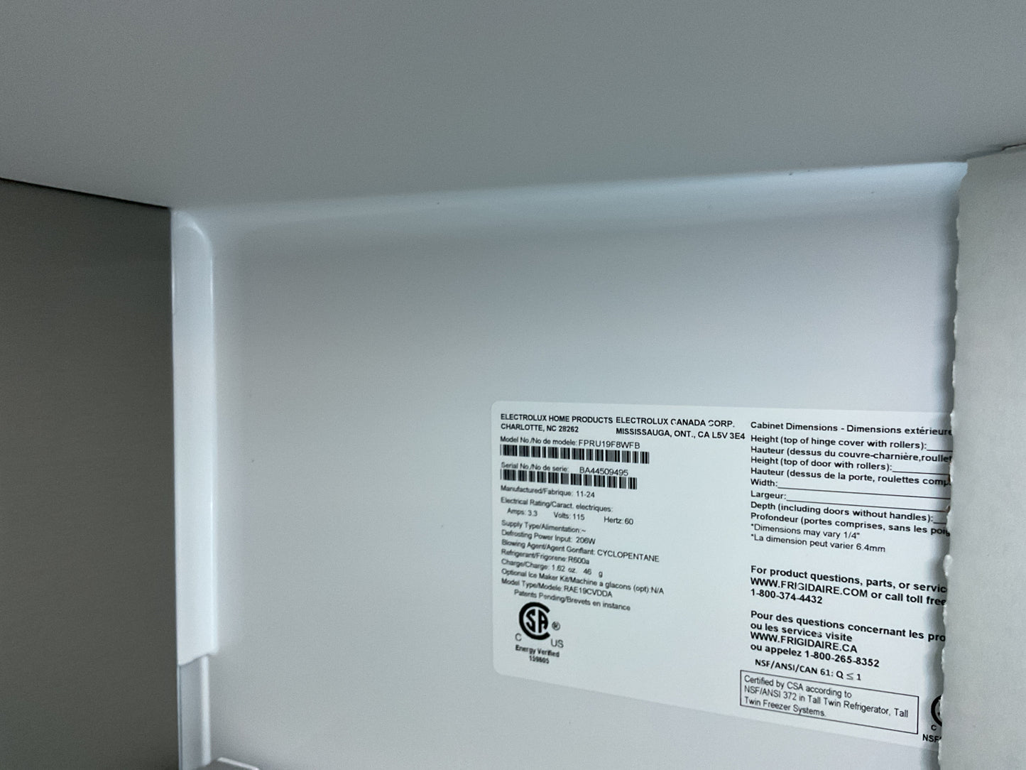 Frigidaire Professional 18.9 Cu Ft Freezerless