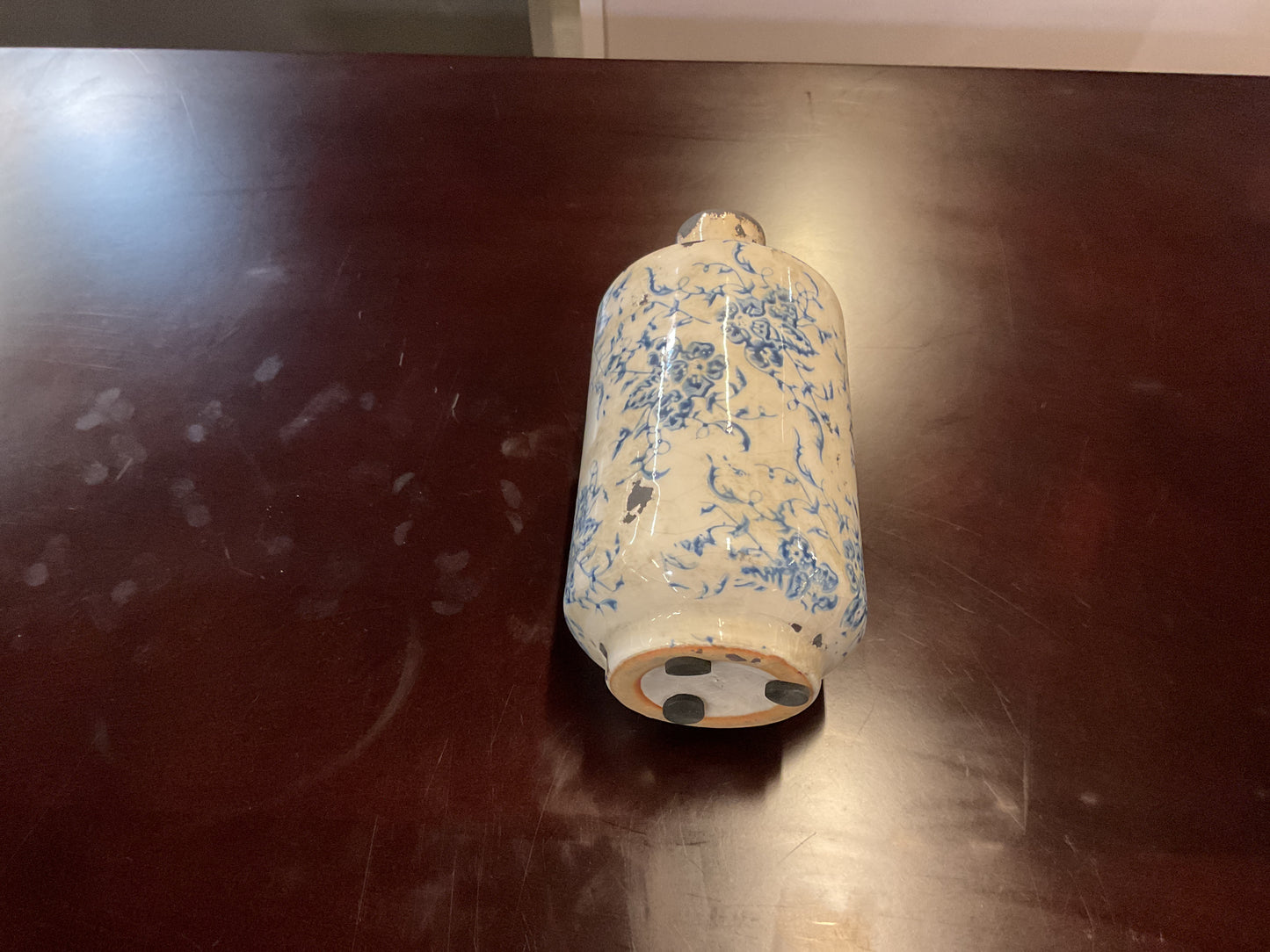 Terracotta Blue & White Vase by Creative Co-op