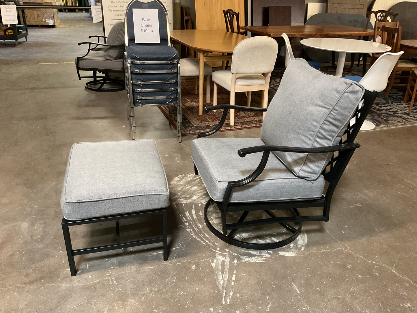 Argirios Metal Swivel Chair w/Ottoman