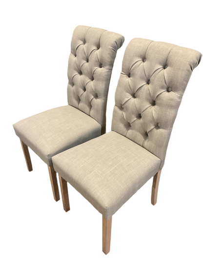Tufted Linen Upholstered Dining Chairs (Set of 2)