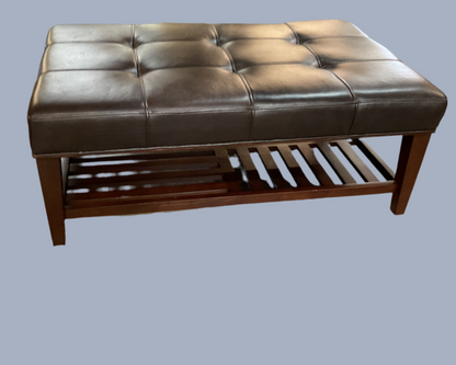 Bowery Hill Faux Leather Coffee Table & Ottoman