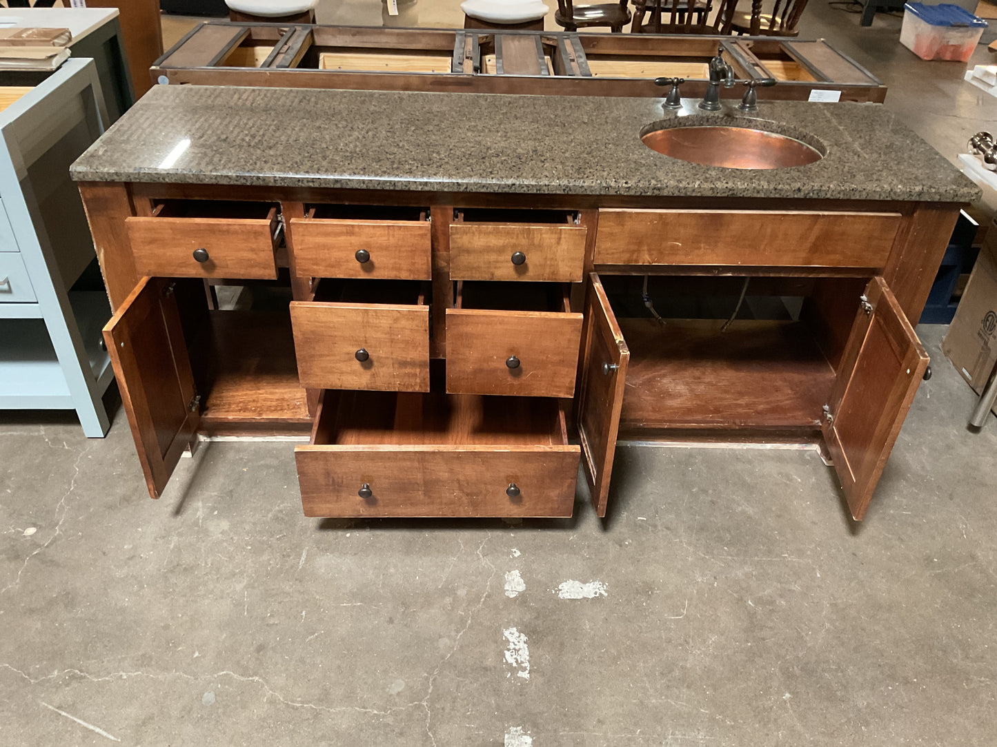 Solid Wood Sink Base w/Granite Top